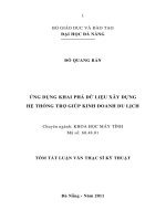 Ứng dụng khai phá dữ liệu xây dựng hệ thống trợ giúp kinh doanh du lịch 