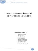 QUI ĐỊNH PHÁP LUẬT về QUẢN lý TIỀN tệ và NGOẠI hối 