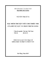 Đặc điểm truyện viết cho thiếu nhi của bùi tự lực và trần trung sáng 