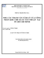 Nhu cầu tham vấn tâm lý của công nhân khu chế xuất tân thuận tại thành phố hồ chí minh 