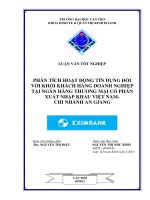 PHÂN TÍCH HOẠT ĐỘNG TÍN DỤNG ĐỐI VỚI KHỐI KHÁCH HÀNG DOANH NGHIỆP TẠI NGÂN HÀNG THƯƠNG MẠI CỔ PHẦN  XUẤT NHẬP KHẨU VIỆT NAM- CHI NHÁNH AN GIANG 