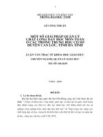 Một số giải pháp quản lí chất lượng dạy học môn toán ở các trường trung học cơ sở huyện can lộc, tỉnh hà tĩnh 
