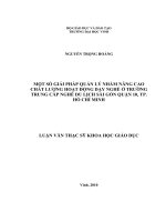 Một số giải pháp quản lý nhằm nâng cao chất lượng hoạt động dạy nghề ở trường trung cấp nghề du lịch sài gòn, quận 10, tp  hồ chí minh 