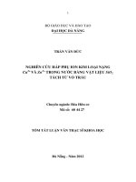Nghiên cứu hấp phụ ion kim loại nặng cu2+ và zn2+ trong nước bằng vật liệu sio2 tách từ vỏ trấu 