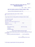 Tài liệu BM.TBXH.14. - Đơn xin thành lập trung tâm dạy nghề tư thục pdf