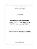 Dạy học giải quyết vấn đề trong phần lý thuyết cơ sở ở trường cao đẳng kỹ thuật 