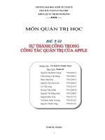 SỰ THÀNH CÔNG TRONG CÔNG tác QUẢN TRỊ của APPLE 