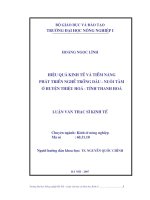 Hiệu quả kinh tế và tiềm năng phát triển nghề trồng dâu, nuôi tằm ở huyện thiệu hóa, tỉnh thanh hóa 