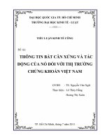 Thông tin bất cân xứng và tác động của nó đối với thị trường chứng khoán việt nam 