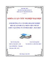 ẢNH HƯỞNG của văn hóa DOANH NGHIỆP đến sự gắn bó của NHÂN VIÊN với tổ CHỨC tại CÔNG TY cổ PHẦN dệt   MAY HUẾ 