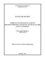 Nghiên cứu ứng dụng để xử lý một số hợp chất ô nhiễm hữu cơ bằng xúc tác quang các hợp chất của wonfram 