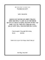Khảo sát đánh giá hiện trạng môi trường và đề xuất mô hình quản lý chất lượng nguồn nước tại khu vực âu thuyền thọ quang, quận sơn trà, thành phố đà nẵng 