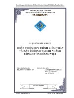 HOÀN THIỆN QUY TRÌNH KIỂM TOÁN TÀI SẢN CỐ ĐỊNH TẠI CHI NHÁNH  CÔNG TY TNHH SAO VIỆT