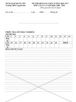 Tài liệu ĐỀ THI KHẢO SÁT CHẤT LƯỢNG HỌC KỲ I MÔN VẬT LÝ 12 NĂM HỌC 2009 - 2010 pptx