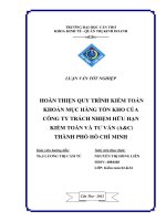  HOÀN THIỆN QUY TRÌNH KIỂM TOÁN KHOẢN MỤC HÀNG TỒN KHO CỦA  CÔNG TY TRÁCH NHIỆM HỮU HẠN   KIỂM TOÁN VÀ TƯ VẤN (A&C) THÀNH PHỐ HỒ CHÍ MINH 