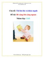 Tài liệu Chủ đề: Tôi lớn lên và khỏe mạnh - Đề tài: Bé càng lớn càng ngoan - Nhóm lớp: Chồi pptx