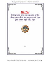 Tài liệu Báo cáo: Giải pháp ứng dụng góp phần nâng cao chất lượng dạy và học giải tóan bậc tiểu học ppt