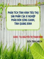Slide PHÂN TÍCH TÌNH HÌNH TIÊU THỤ sản PHẨM của xí NGHIỆP PHÂN bón SÔNG GIANH, TỈNH QUẢNG BÌNH 