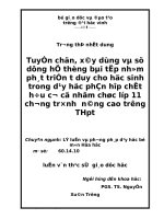 Tuyển chọn, xây dựng và sử dụng hệ thống bài tập nhằm phát triển tư duy cho học sinh trong dạy học phần hợp chất hữu cơ có nhóm chức lớp 11 chương trình nâng cao trường THPT 