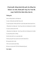 Tài liệu Cấp lại giấy thông hành biên giới cho đồng bào Khmer các tỉnh, thành phố vùng Tây Nam Bộ sang CămPuChia thăm thân, làm ăn ppt