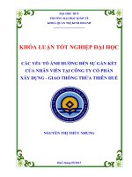 CÁC yếu tố ẢNH HƯỞNG đến sự gắn kết của NHÂN VIÊN tại CÔNG TY cổ PHẦN xây DỰNG   GIAO THÔNG THỪA THIÊN HUẾ 
