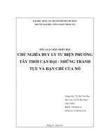 CHỦ NGHĨA DUY lý tư BIỆN PHƯƠNG tây THỜI cận đại   NHỮNG THÀNH tựu và hạn CHẾ của nó 