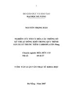 Nghiên cứu tối ưu hóa các thông số kỹ thuật đông khô trong quy trình sản xuất thuốc tiêm carboplatin 50 mg 