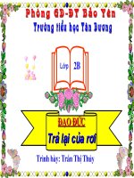 Bài giảng Đạo đức: Trả lại của rơi