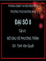 Bài giảng Đại 8 tiết 41 mở đầu về phương trình