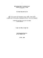 Đề tài lịch sử trong hai tiểu thuyết chốn xưa và ngân thành cố sự của lí nhuệ 