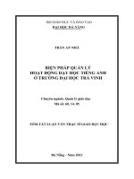 Biện pháp quản lý hoạt động dạy học tiếng anh trường đại học trà vinh 