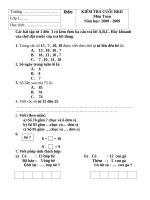 Bài soạn Kiểm tra môn Toán HKII