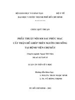 Phẫu thuật nội soi sau phúc mạc cắt thận để ghép tại bệnh viện chợ rẫy 
