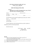 Tài liệu Đơn xin đăng ký dự thi pdf