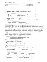 Tài liệu English Test - Glass 10 (Thong Linh High School) docx