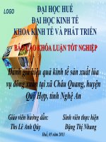 Slide đánh giá hiệu quả kinh tế sản xuất lúa vụ đông xuân tại xã châu quang, huyện quỳ hợp, tỉnh nghệ an 