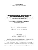 A cross cultural study of addressing form in greetings in vietnamese and english 