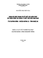 Đánh giá hiện trạng và đề xuất các biện pháp cải thiện coogn tác quản lý chất thải rắn sinh hoạt ở xã quỳnh hồng   quỳnh lưu   tỉnh nghệ an 