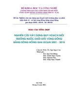 Nghiên cứu xây dựng quy hoạch môi trường dưới đất vùng đồng bằng sông hồng giai đoạn 2001 2010 