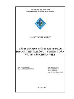 ĐÁNH GIÁ QUY TRÌNH KIỂM TOÁN DOANH THU TẠI CÔNG TY KIỂM TOÁN  VÀ TƯ VẤN CHUẨN VIỆT 
