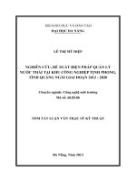 Nghiên cứu, đề xuất biện pháp quản lý nước thải tại khu vực công nghiệp tịnh phong, tỉnh quảng ngãi giai đoạn 2012   2020 