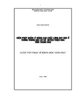 Biện pháp quản lý nâng cao chất lượng dạy học ở trường trung học cơ sở huyện thiệu hoá, tỉnh thanh hoá 