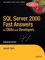 Tài liệu SQL Server 2000 Fast Answers for DBAs and Developers pptx