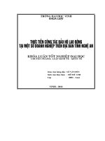 Thực tiễn công tác bảo hộ lao động tại một số doanh nghiệp trên địa bàn tỉnh nghệ an luận văn tốt nghiệp đại học 