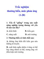 Tài liệu Trắc nghiệm thường biến, mức phản ứng (1-20) pptx