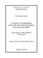 Ứng dụng watermark để bảo vệ dữ liệu trong hệ thống giám sát giao thông 