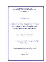 nghiên cứu sử dụng tính bất dục đực ở nhân trong sản xuất hạt giống bông lai f1 tại nhà hồ, ninh sơn, ninh thuận 