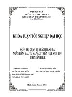 QUẢN TRỊ QUAN hệ KHÁCH HÀNG tại NGÂN HÀNG đầu tư và    PHÁT TRIỂN VIỆT NAM BIDV   CHI NHÁNH HUẾ 