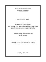 Nghiên cứu xây dựng hệ thông tin trợ giúp quản lý đào tạo trường cao đẳng nghề phú yên 