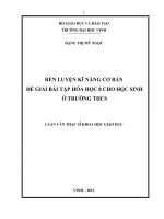 Rèn luyện kĩ năng cơ bản để giải bài tập hóa học 8 cho học sinh ở trường THCS luận văn thạc sỹ hóa học 